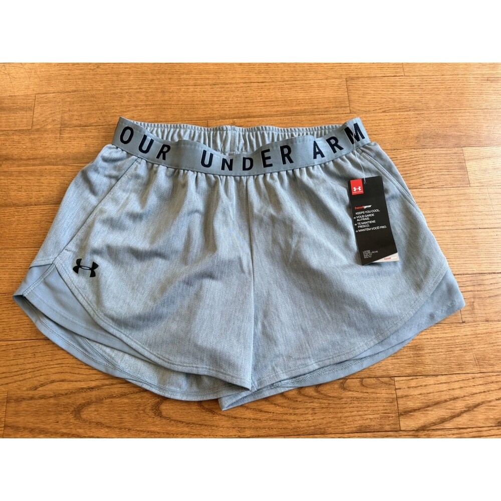 NWT Under Armour Women HeatGear Loose Shorts Large Blue Run Active 3” Blue